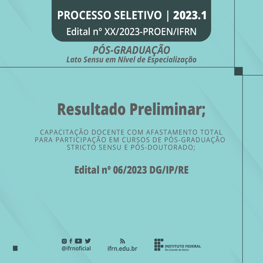 #4538 Divulgado resultado preliminar para capacitação docente