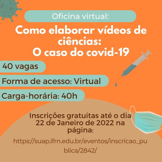 #45530 Inscrições abertas para oficina sobre elaboração de vídeos de ciências.