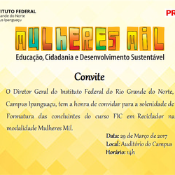 #4554 Solenidade de Entrega de Certificados do curso de Reciclador acontece nessa quarta-feira no campus Ipanguaçu