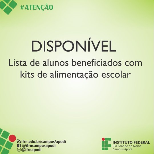 #45655 Divulgada lista de alunos beneficiados com kits de alimentação escolar