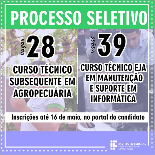 #45772 Campus Apodi abre inscrições para 67 vagas remanescentes