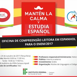 #46017 Abertas inscrições para Oficina de Compreensão Leitora em Espanhol para o ENEM