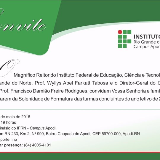 #46112 Campus Apodi convida a comunidade acadêmica para a Solenidade de Formatura