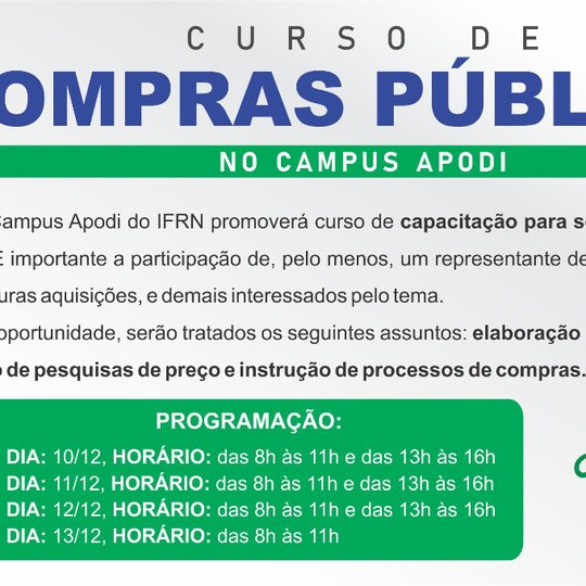 #46190 Inscrições abertas para curso presencial de "Compras Publicas"