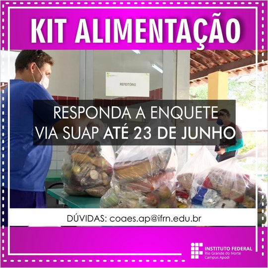 #46552 Enquete para sol​icitar kits de alimentação escolar inicia hoje
