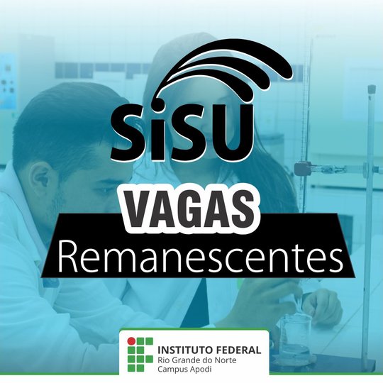 #46574 Campus Apodi divulga 1ª lista de vagas remanescentes do SiSU para o semestre 2019.1