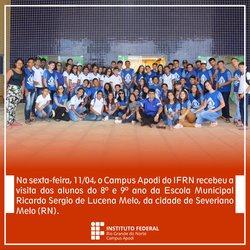 #46753 Campus Apodi recebe visita de estudantes da Escola Municipal Ricardo Sergio de Lucena Melo, de Severiano Melo (RN)
