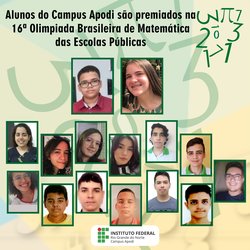 #46999 Estudantes do IFRN Campus Apodi se destacam na 16ª Olimpiada Brasileira de Matemática  das Escolas Públicas