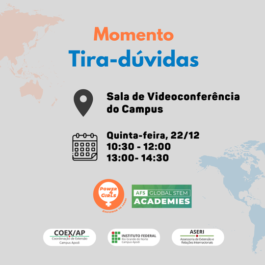 #47030 Assessoria de Relações Internacionais do campus Apodi lança Momento tira-dúvidas: mobilidade internacional