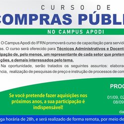 #47158 IFRN Apodi realizará curso de capacitação em Compras Públicas para servidores do campus