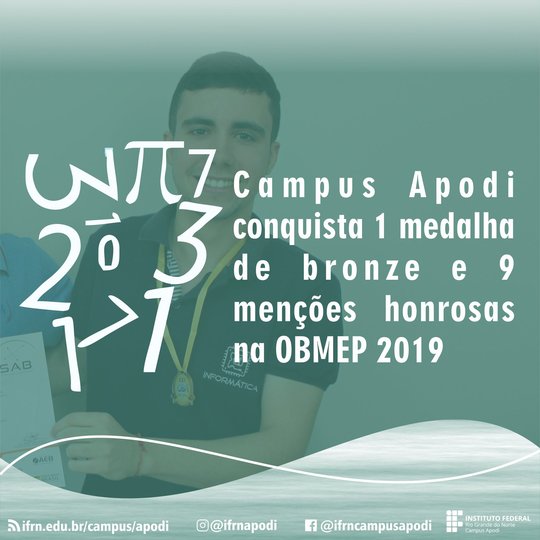 #47217 Campus Apodi conquista medalha de Bronze na Olimpíada Brasileira de Matematica 