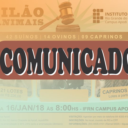 #47466 Comunicamos o adiamento da realização do VII Leilão