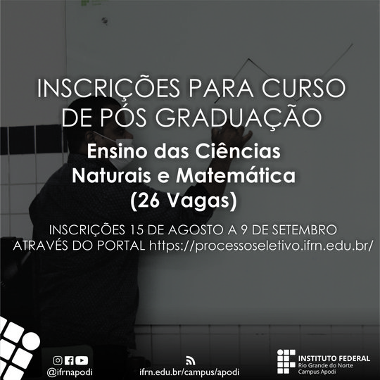 #47645 Inscrições para Cursos de Pós-Graduação em nível Especialização
