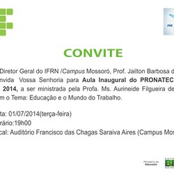 #48258 Aula Inaugural do PRONATEC, 2º ciclo, 2014 será realizada no dia 1º de julho