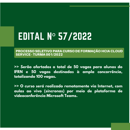 #48304 Processo Seletivo para curso de formação HCIA - CLOUD SERVICE