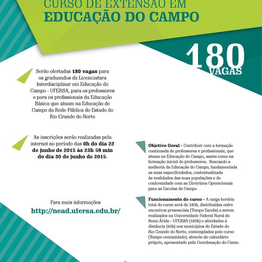 #48438 UFERSA abre Processo Seletivo visando preencher vagas destinadas ao Curso de Extensão em Educação