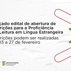 #48813 Lançado edital de abertura de inscrições para a Proficiência em Leitura em Língua Estrangeira