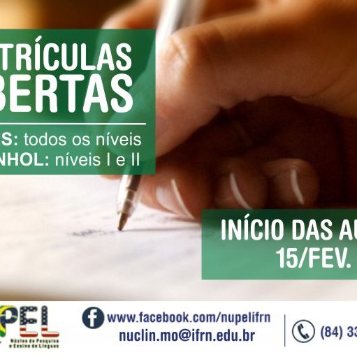 #48900 Inscrições Abertas para os cursos de inglês e espanhol ofertados pelo Núcleo de Línguas – IFRN Campus Mossoró