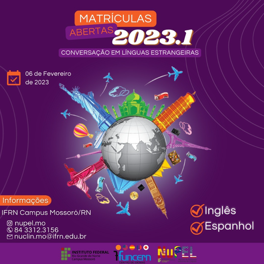 #48968 Matrículas abertas para os cursos de conversação em línguas estrangeiras – 2023.1