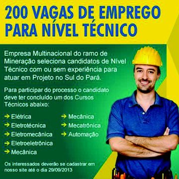 #49149 Seleção para a Empresa Vale ocorrerá a amanhã (10) a partir das 14h