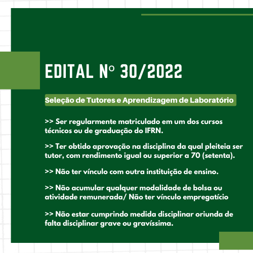 #49650 Publicado Edital de Tutoria de Aprendizagem em Laboratório