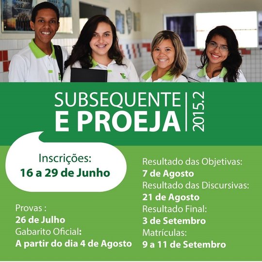 #49703 Abertas as inscrições para os cursos do ProEJA e Técnico Subsequente