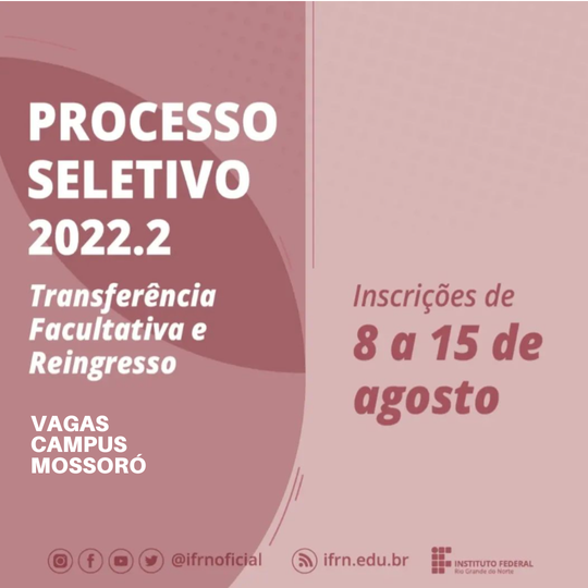#49833 Campus Mossoró publica edital de Transferência e Reingresso