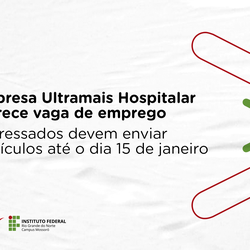#49992 Empresa Ultramais Hospitalar oferece vaga de emprego