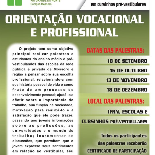 #50376 Coordenação de Extensão realiza "Ciclo de Palestras: orientação vocacional e profissional"