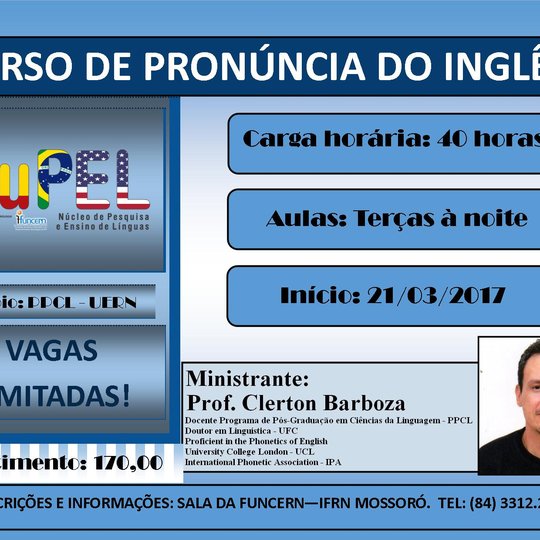 #50530 NUPEL oferta Curso de Pronúncia do Inglês