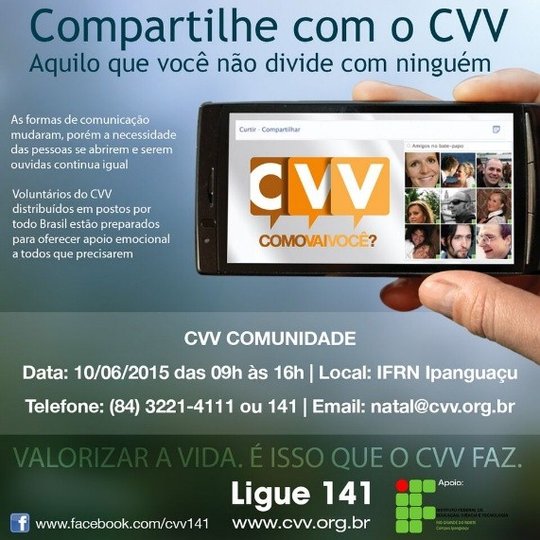 #5090 Campus recebe o CVV – Centro de Valorização da Vida na próxima quarta-feira (10/06)