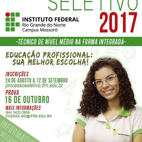 #50954 Com mais de 3 mil vagas, IFRN divulga edital do Exame de Seleção 2017