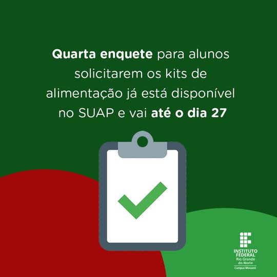 #51011 Quarta enquete para solicitar kits de alimentação já está disponível no SUAP