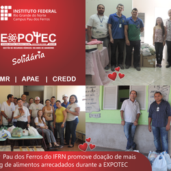 #51579 Campus Pau dos Ferros do IFRN promove doação dos alimentos arrecadados durante a EXPOTEC