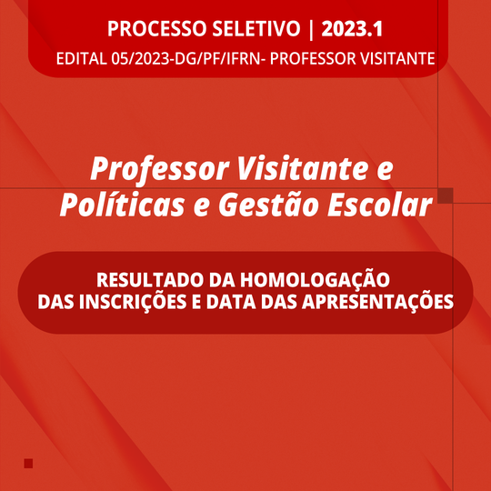 #51675 Divulgada homologação das inscrições e datas das apresentações
