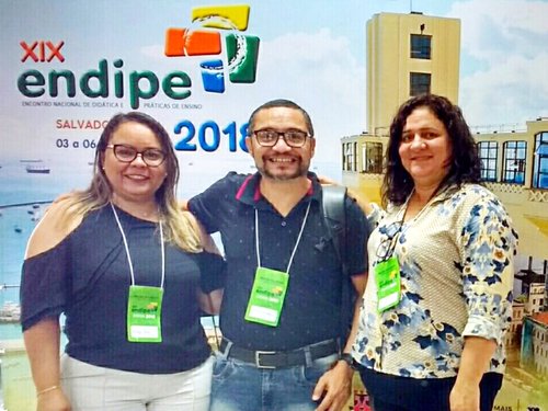 Os pedagogos pesquisadores: Amélia Reis, Radyfran Nascimento e Antonia Silva, durnate o XIX Endipe. Foto: cedida.