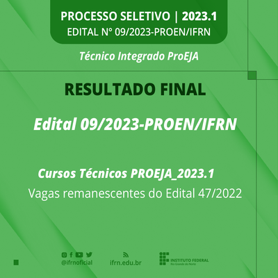 #5342 Divulgado Resultado Final das vagas remanescentes para curso EJA