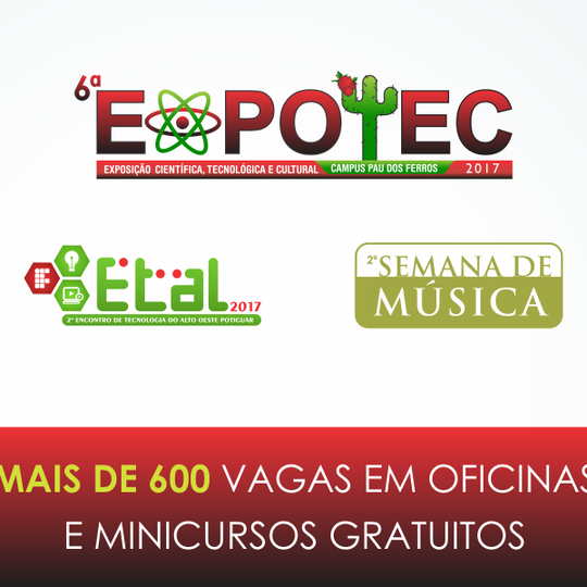 #53540 Campus abre mais de 600 vagas em minicursos e oficinas da Expotec, ETAL e Semana de Música