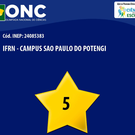 #54894 Alunos do Campus são classificados para a 2º fase da Olimpíada Nacional de Ciências