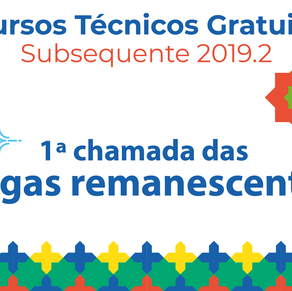 #55180 Abertas inscrições para vagas remanescentes dos Cursos Técnicos Subsequentes 2019.2