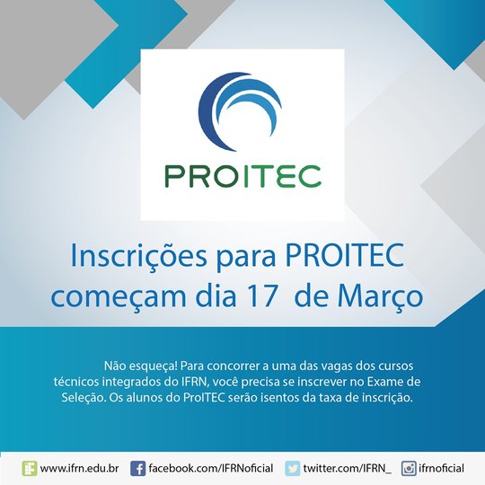 #55639 Inscrições para o ProITEC começam em 17 de março
