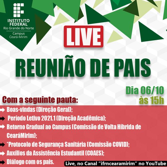 #5806 Diretoria Acadêmica do Campus convida os Pais ou Responsáveis para Reunião dia 06/10