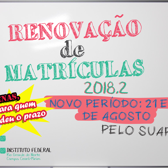 #5872 Renovação de Matrículas - Comunicado para os Alunos(as) que perderam o prazo.