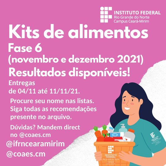 #5986 COAES divulga listas da 6ª Fase de entrega dos kits de alimentação.