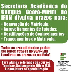 #6488 Secretaria Acadêmica divulga prazos para Renovação de Matrículas e outros procedimentos acadêmicos para o semestre 2022.2.