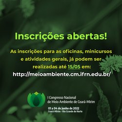 #6530 Abertas as Inscrições para o I Congresso do Meio Ambiente de Ceará-Mirim