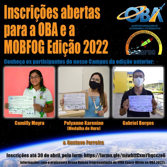 #6564 Abertas as inscrições para a Edição 2022 da OBA e MOBFOG