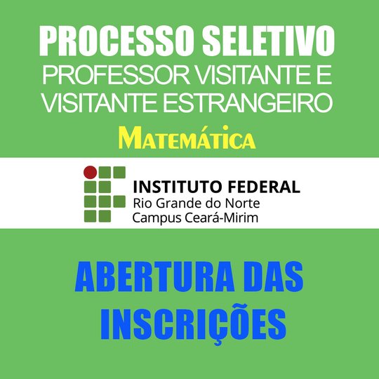 #6643 Edital para contratação de professor visitante e visitante estrangeiro de matemática recebe inscrições de 16 à 25/05.
