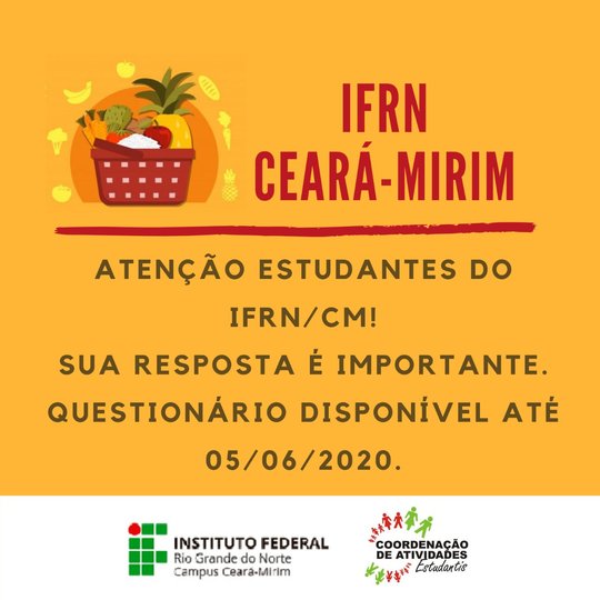#6740 COAES do Campus Ceará-Mirim divulga formulário para entrega de kits de alimentos