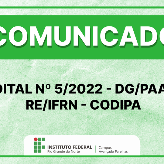 #6877 IFRN Campus Avançado Parelhas Edital para Concessão de Diárias e Passagens 